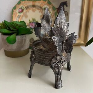 Antique Meriden Britannia Company ornate butterfly silver plated pedestal stand